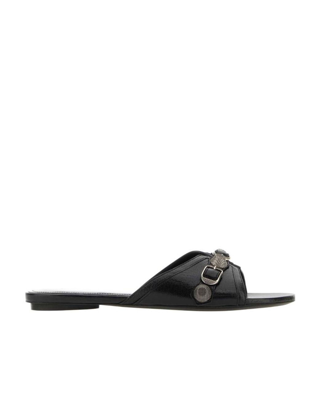 Balenciaga White Cagole Open-Toe Slippers