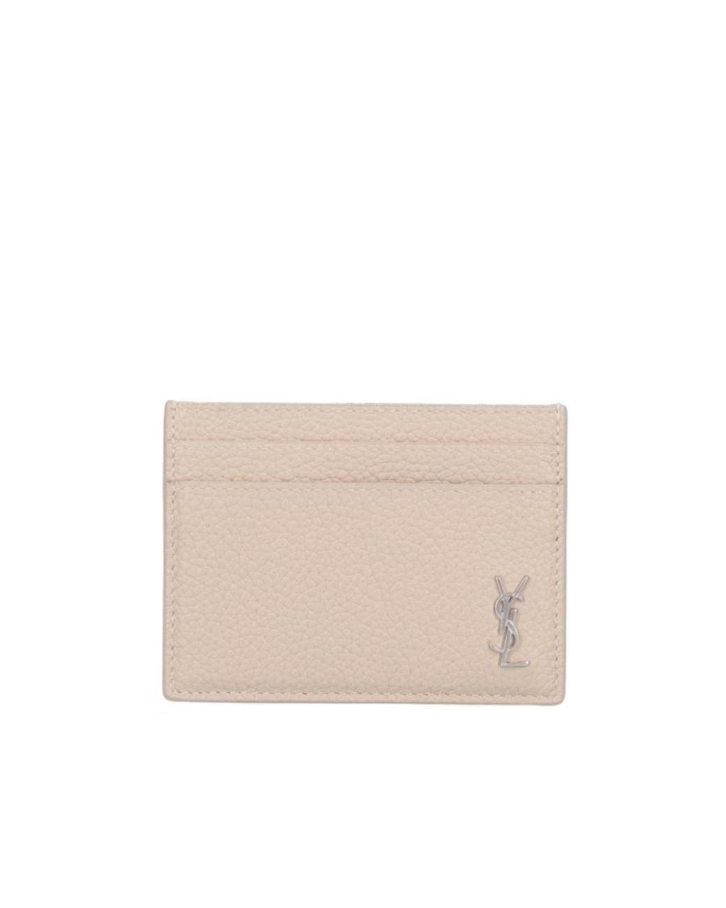 Saint Laurent Natural Cassandre Logo Plaque Tiny Card Case for men