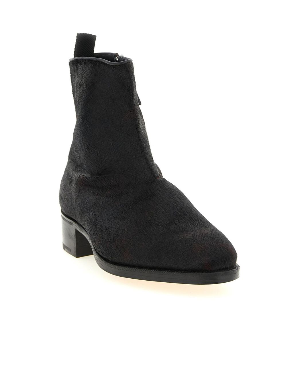 John Lobb Black Freddi Bristle Hide Ankle Boots for men