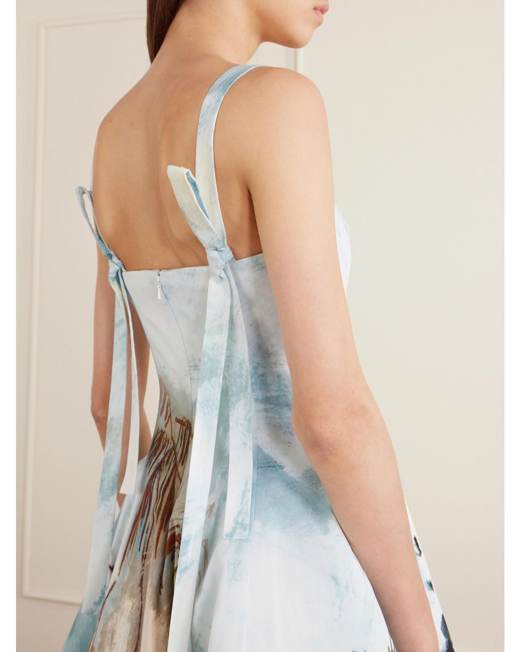 Oscar de la Renta White Printed Cotton-Poplin Midi Dress