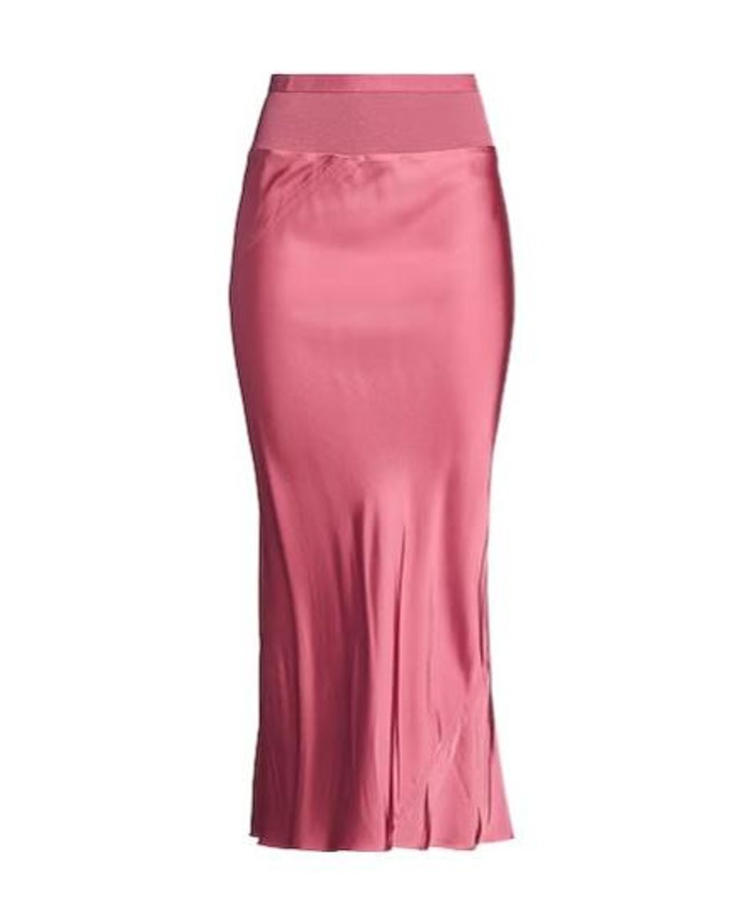 Rick Owens Pink Solid Satin Pencil Skirt