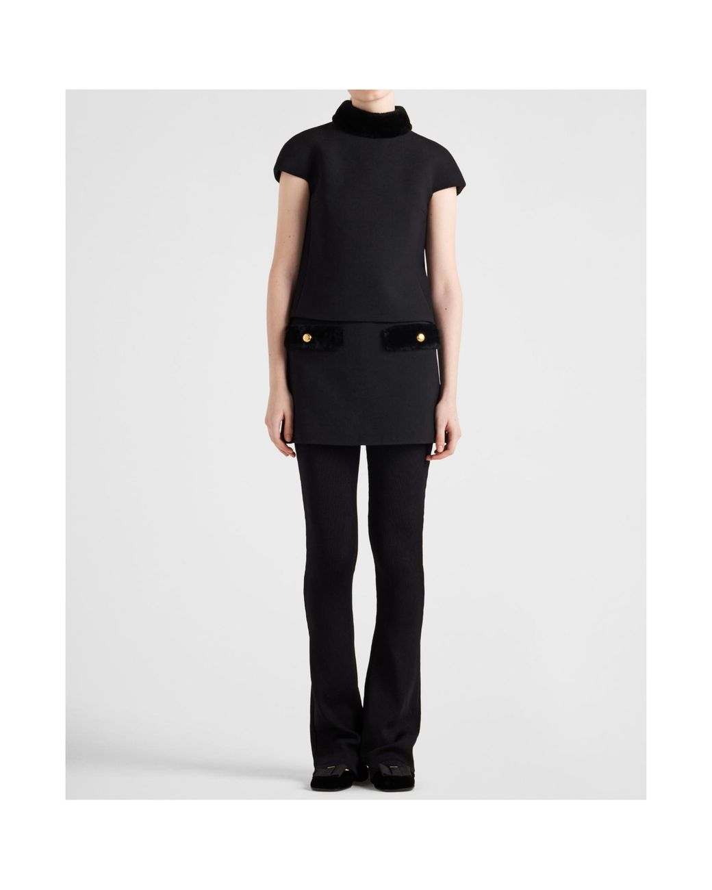 Prada Black Back-Zip Short-Sleeved Top