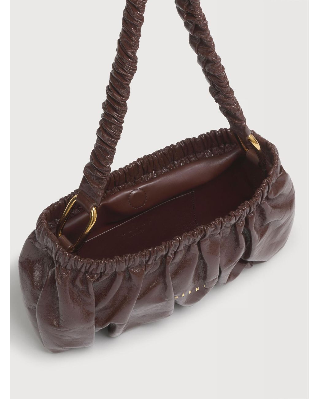 Marni Brown Ruched Strap Shoulder Bag