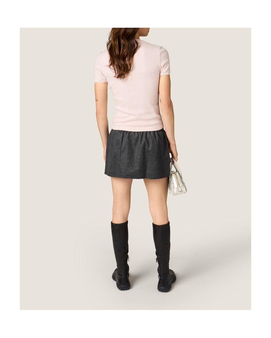 Miu Miu Pink Pointelle Cotton T-Shirt