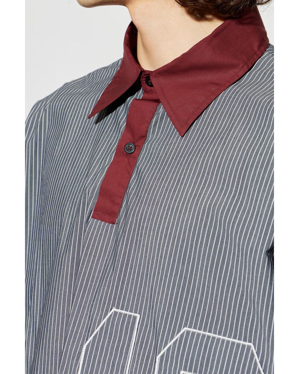 PDF CHANNEL Gray Striped Embroidered Polo Shirt for men
