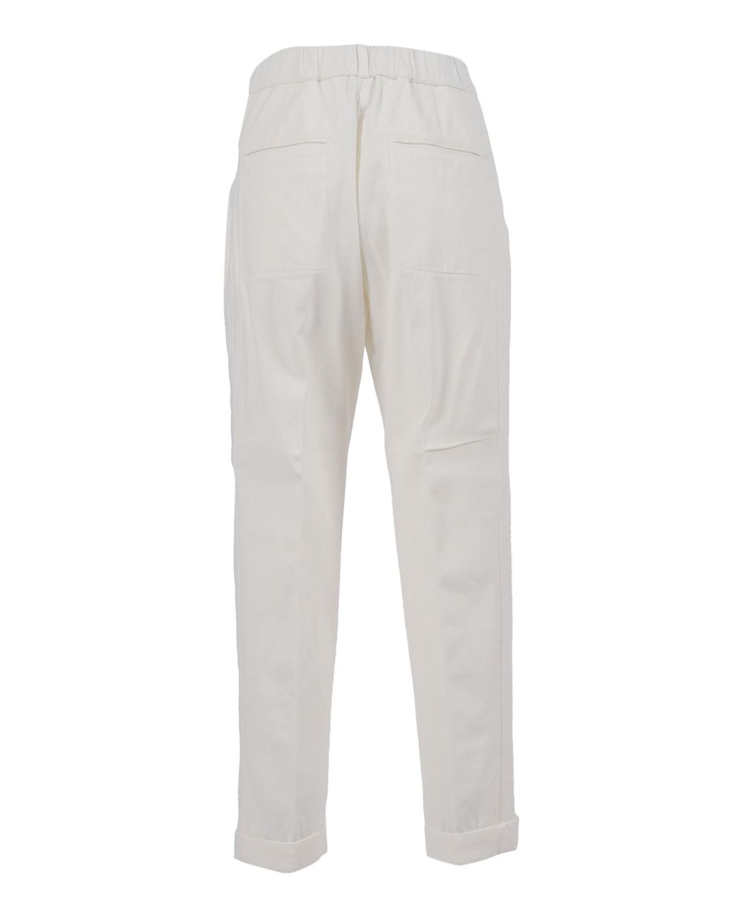 Peserico White Pleated Straight Leg Trousers