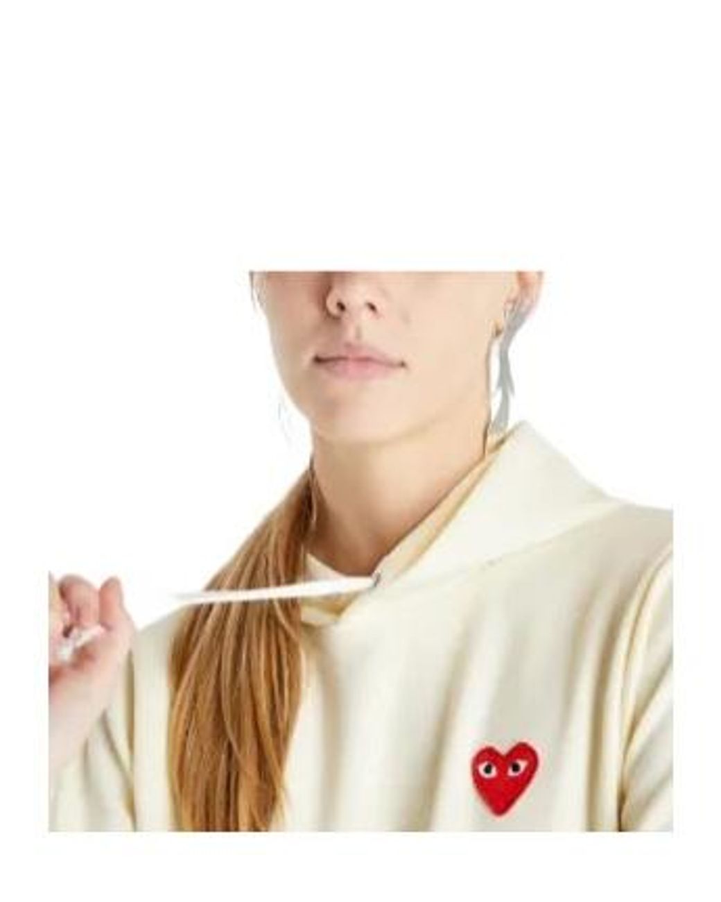 COMME DES GARÇONS PLAY White Heart-Appliqué Hoodie