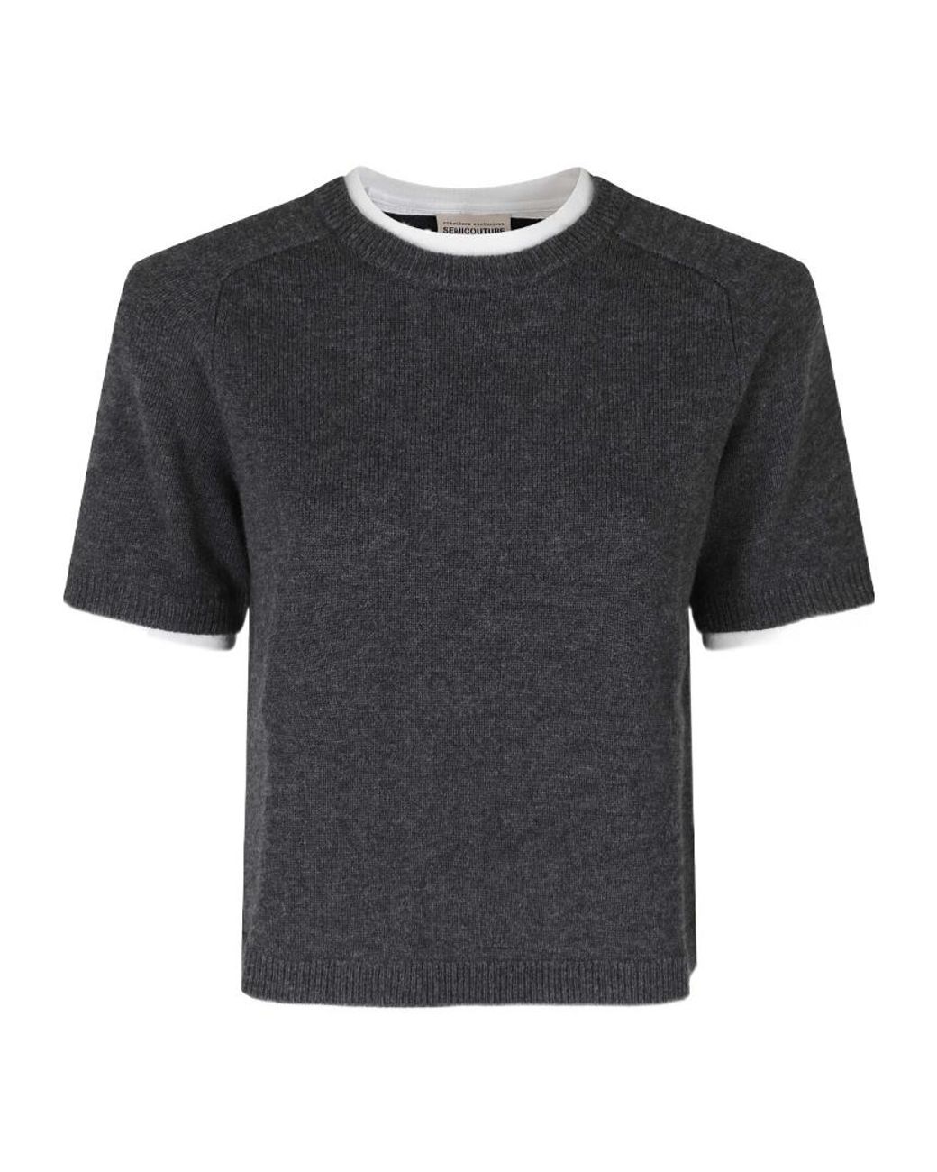 Semicouture Black Aida Short-Sleeve Knitted Jumper