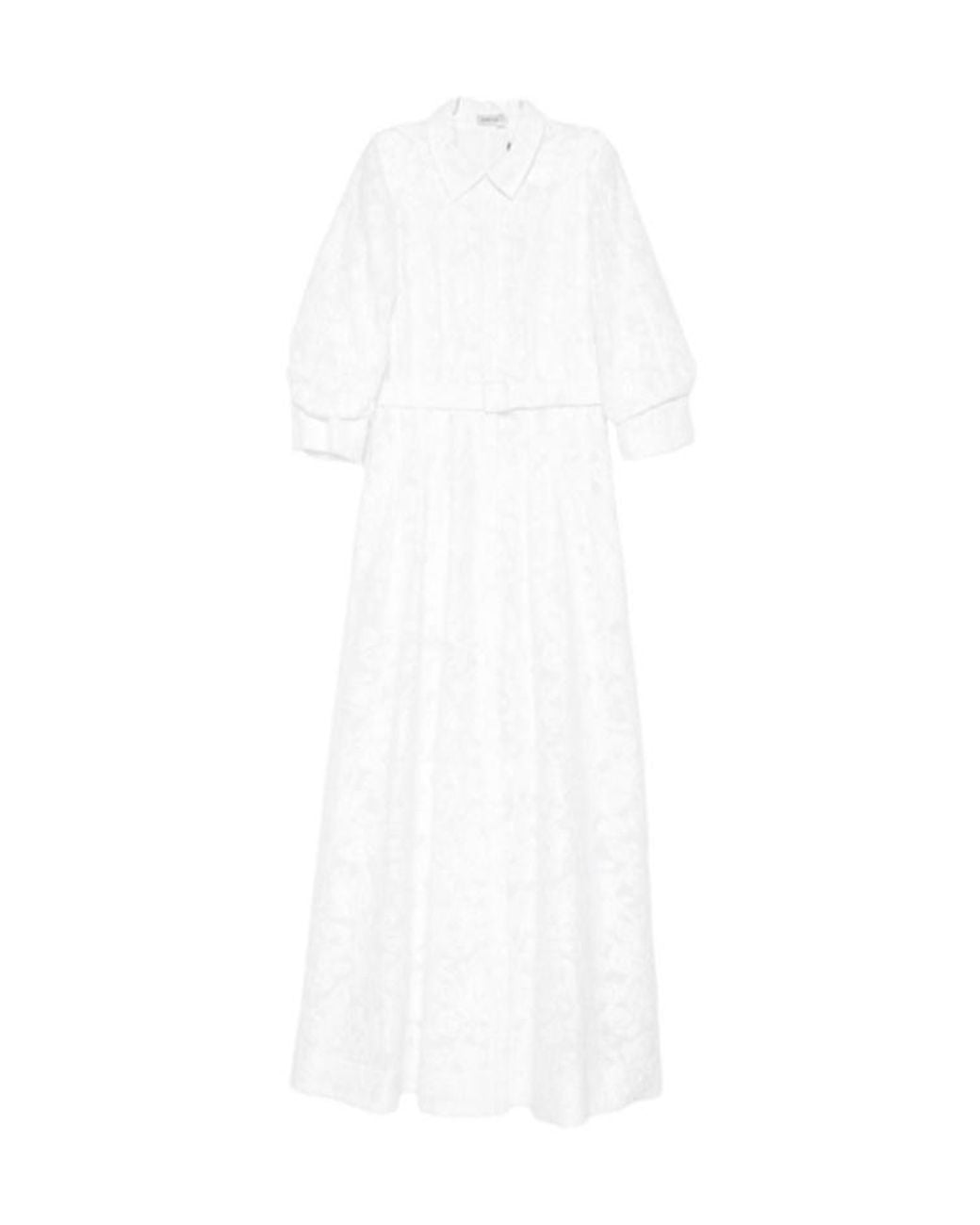 Jonathan Simkhai White Courtney Floral-Embellished Belt Long Dress