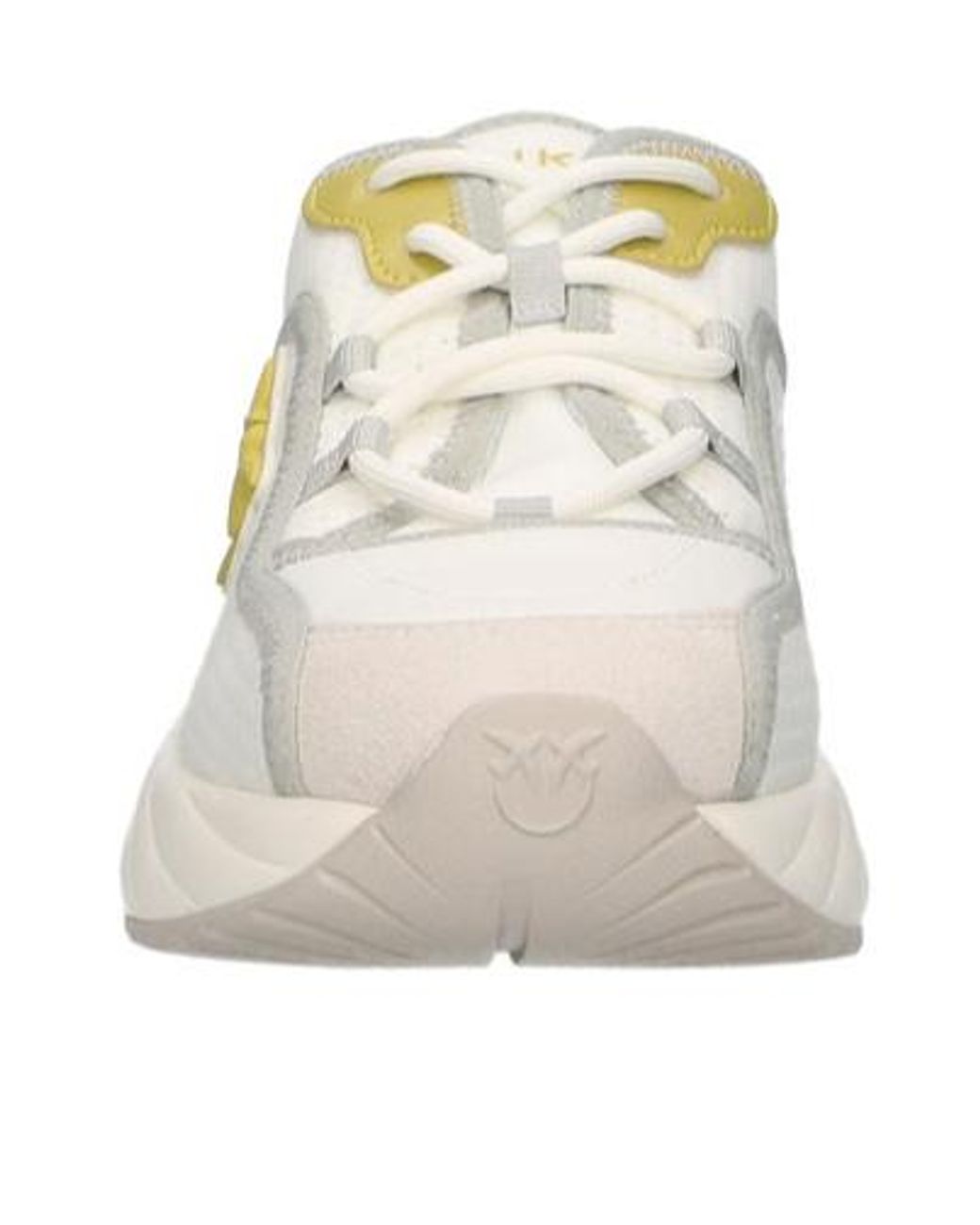 Pinko White Logo Patch Lace-Up Sneakers