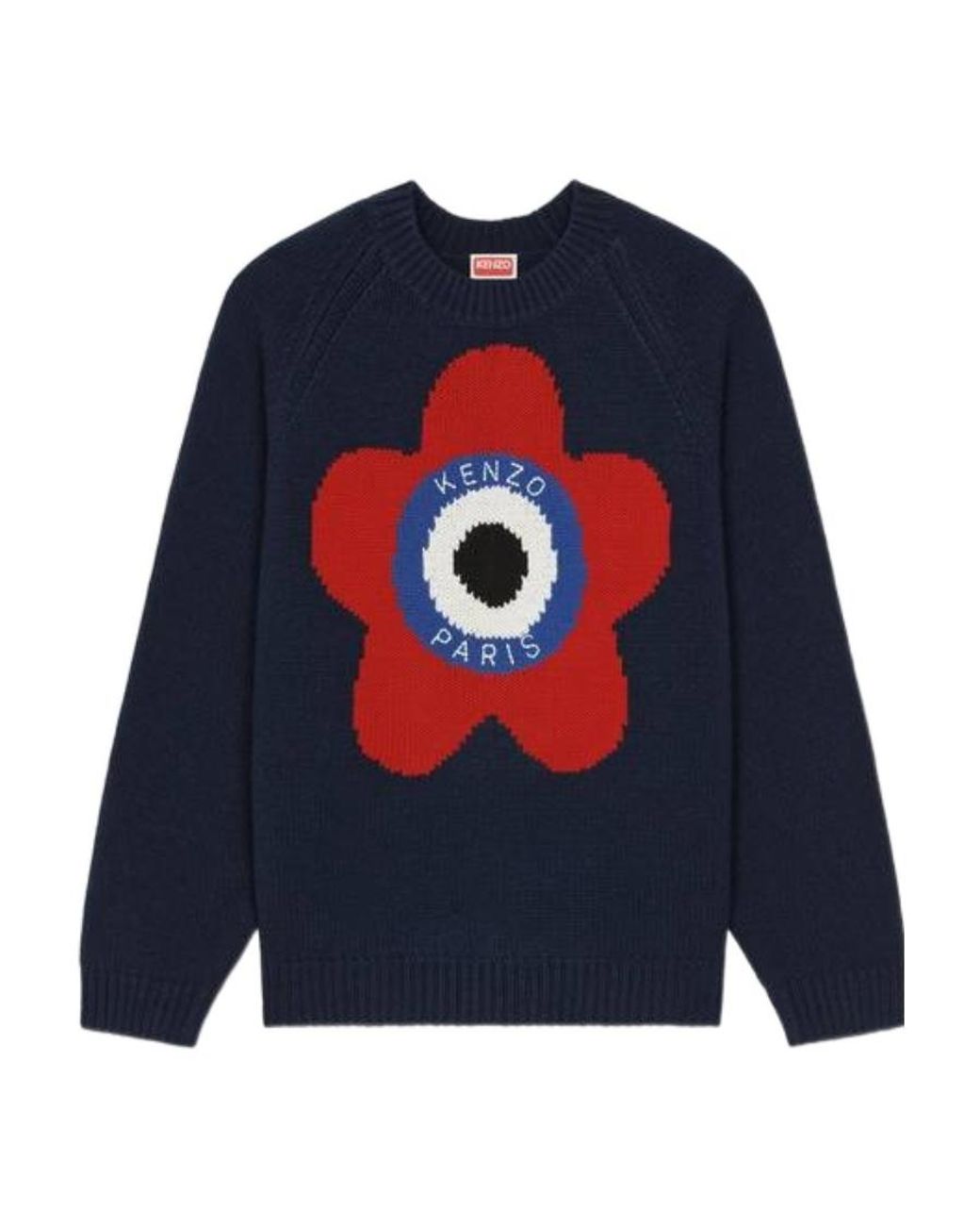 KENZO Blue Target Crewneck Knitted Jumper for men