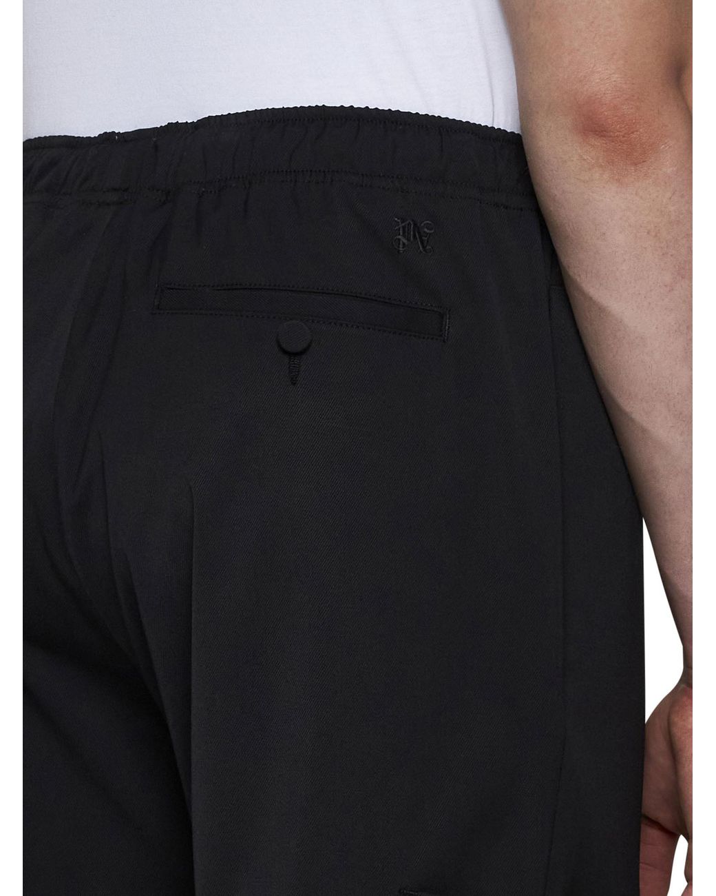 Palm Angels Black Straight Leg Drawstring Pants for men