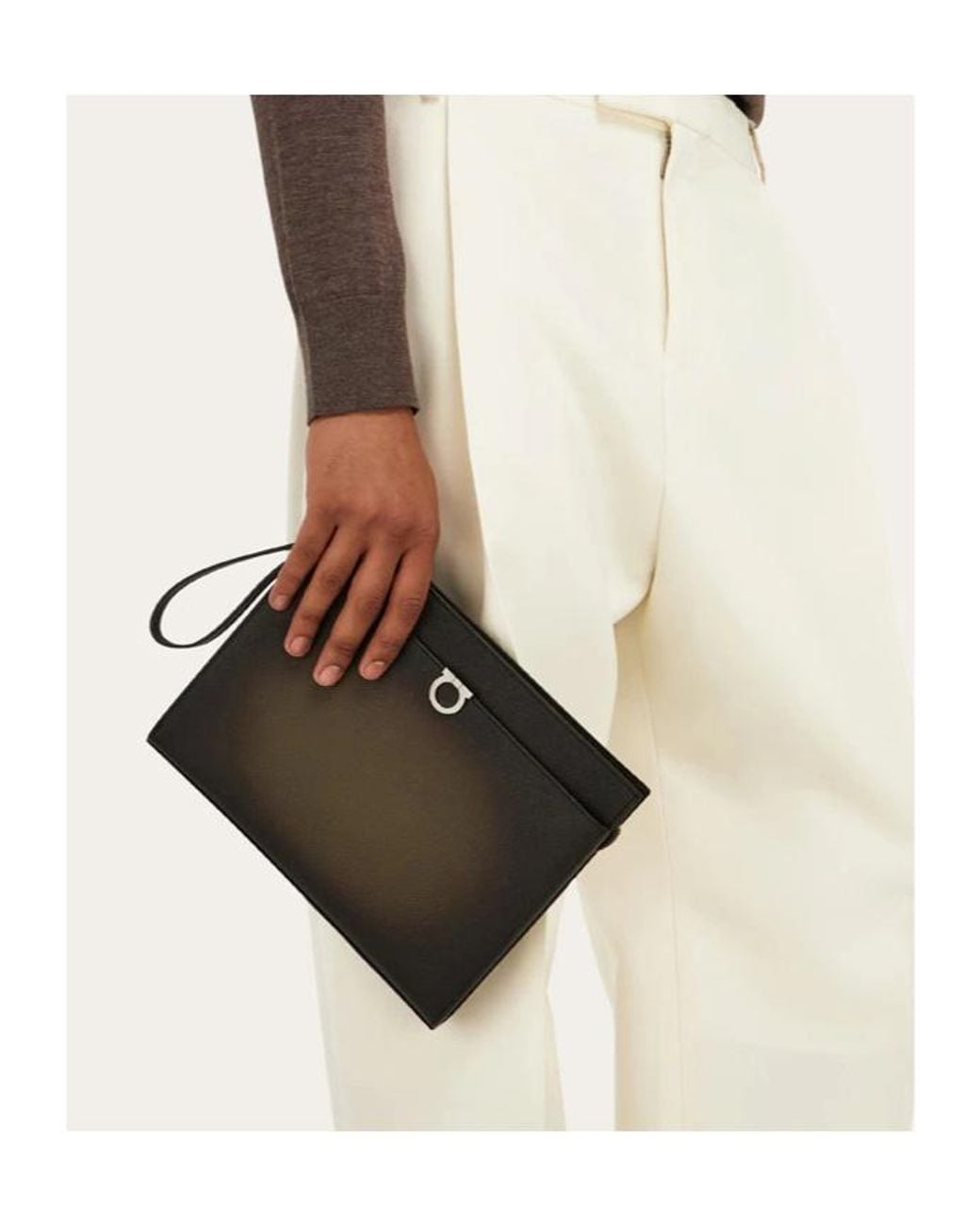 Ferragamo Black Ferragamo Gancini Pouch Bag for men
