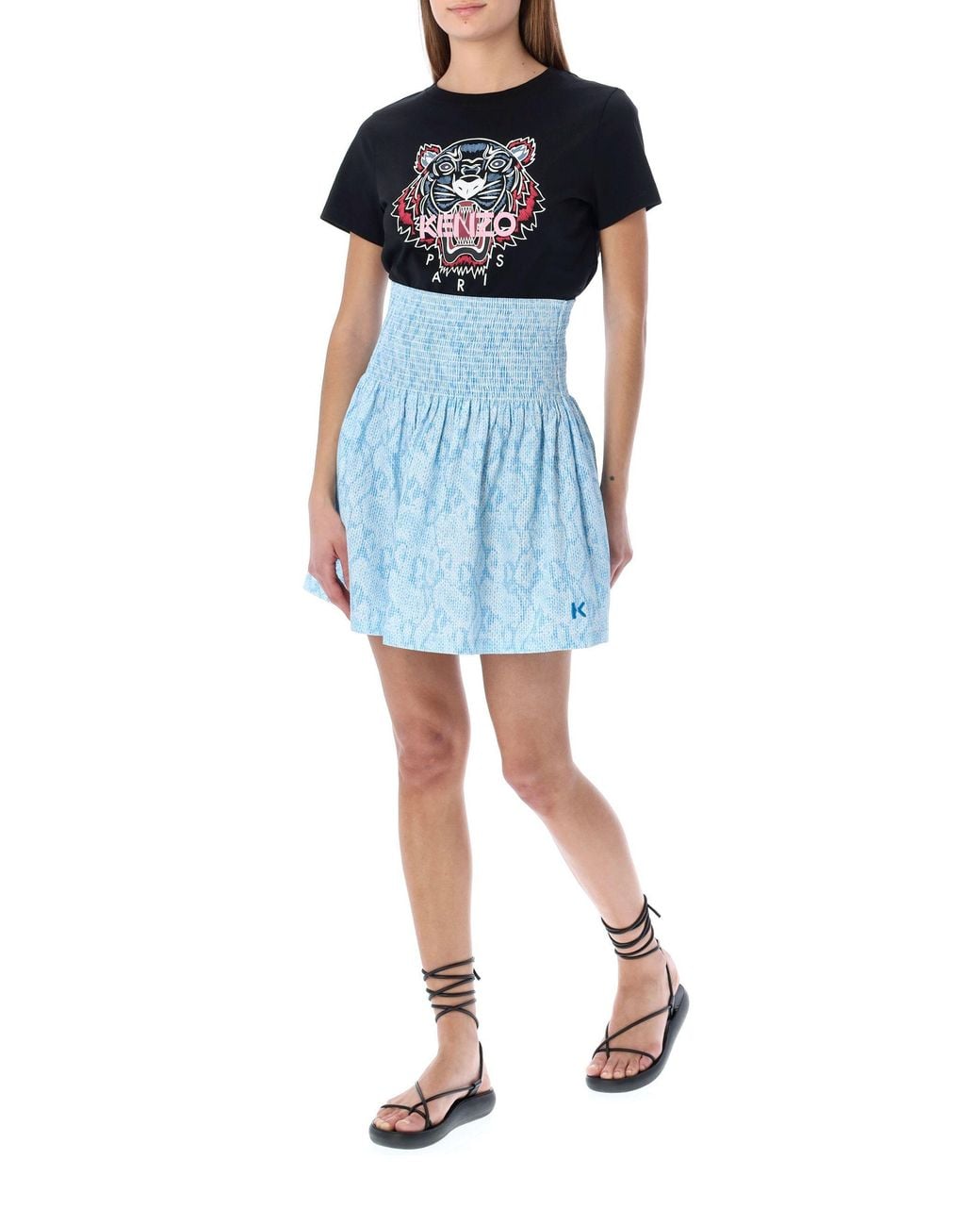 KENZO Blue Wide Elasticated-Band Skirt
