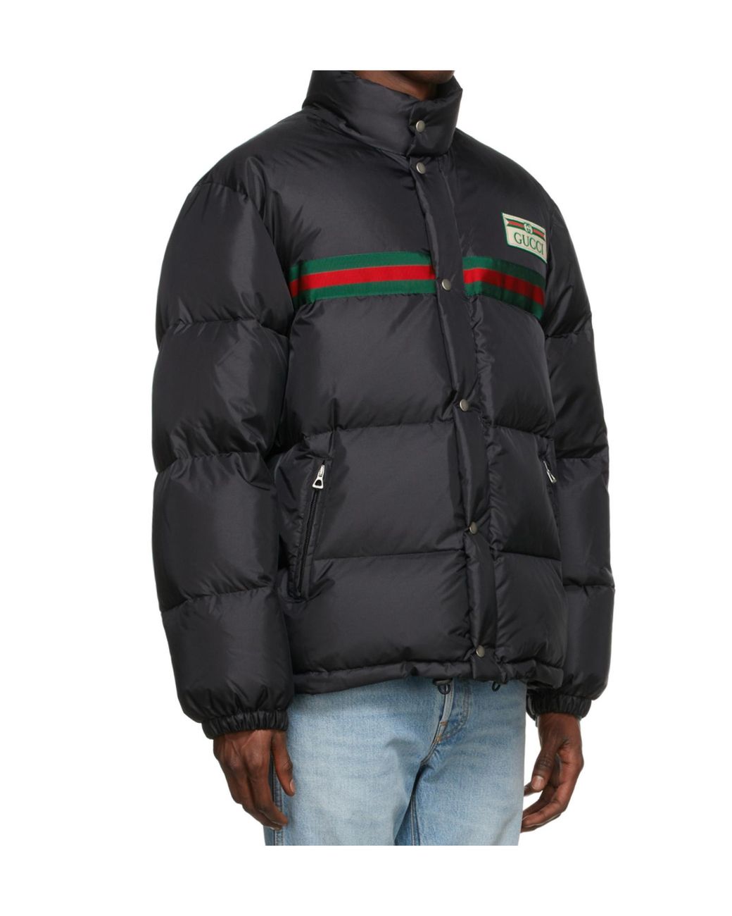 Gucci Black Logo-Patch Padded Jacket for men