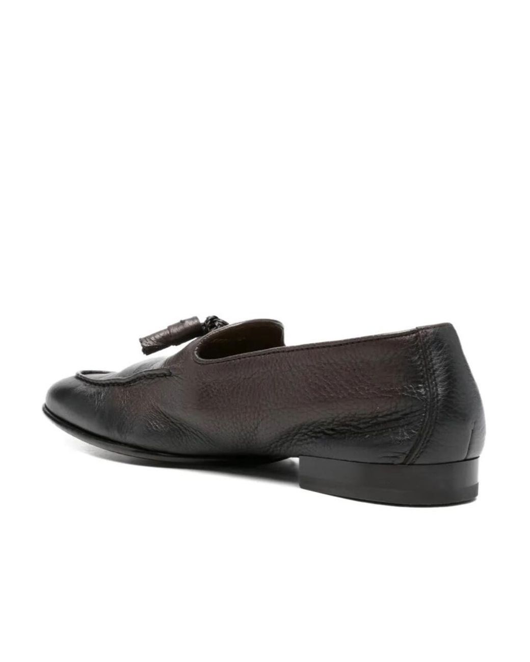 Doucal's Black Tassel Slip-On Loafers for men