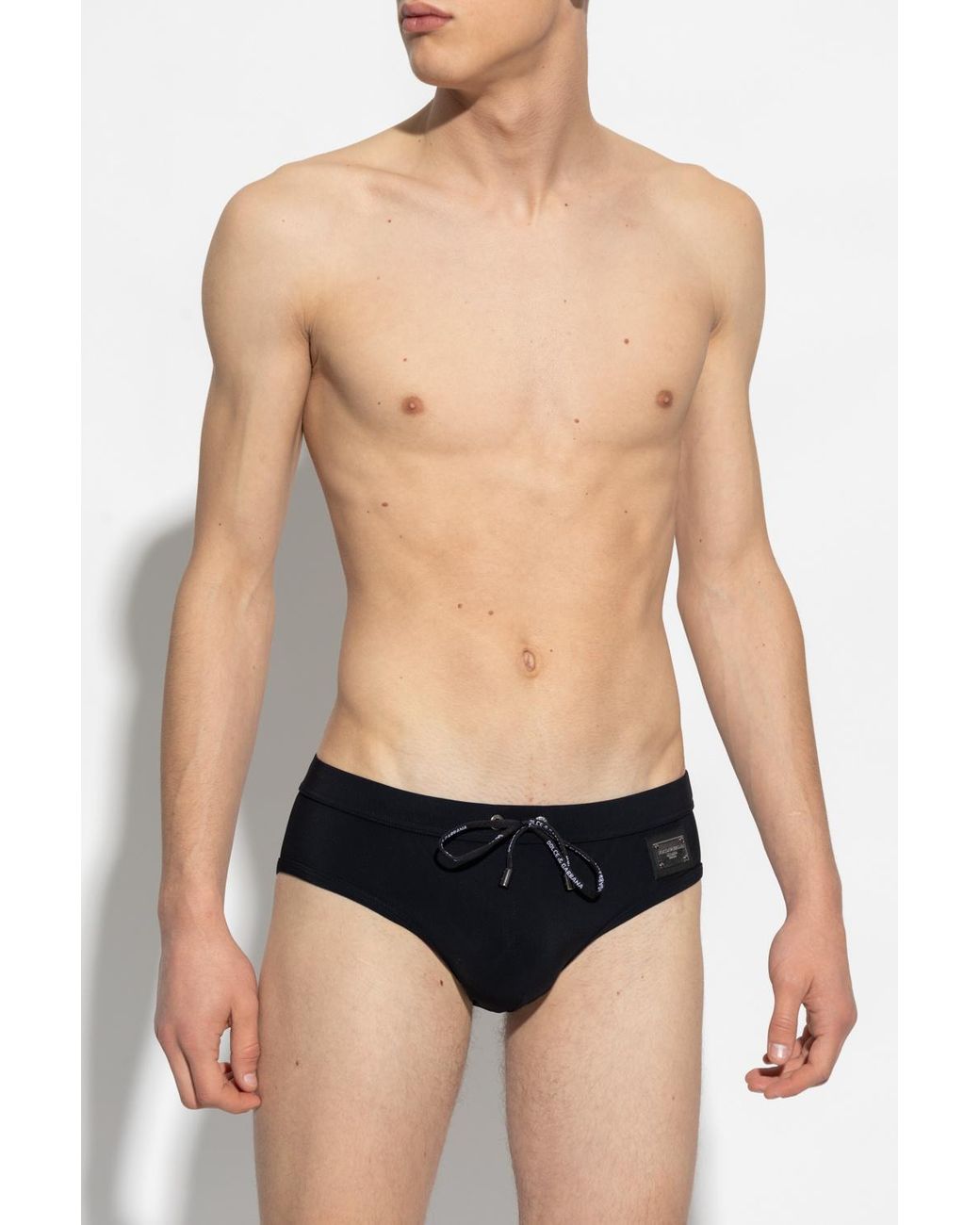 Dolce & Gabbana Black Logo-Patch Drawstring Briefs for men