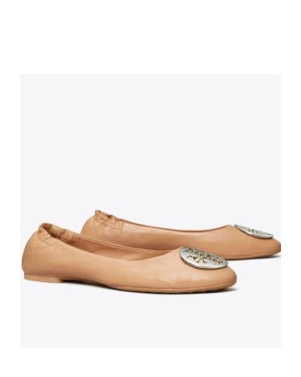 Tory Burch Natural Claire Cap-Toe Ballet Flats