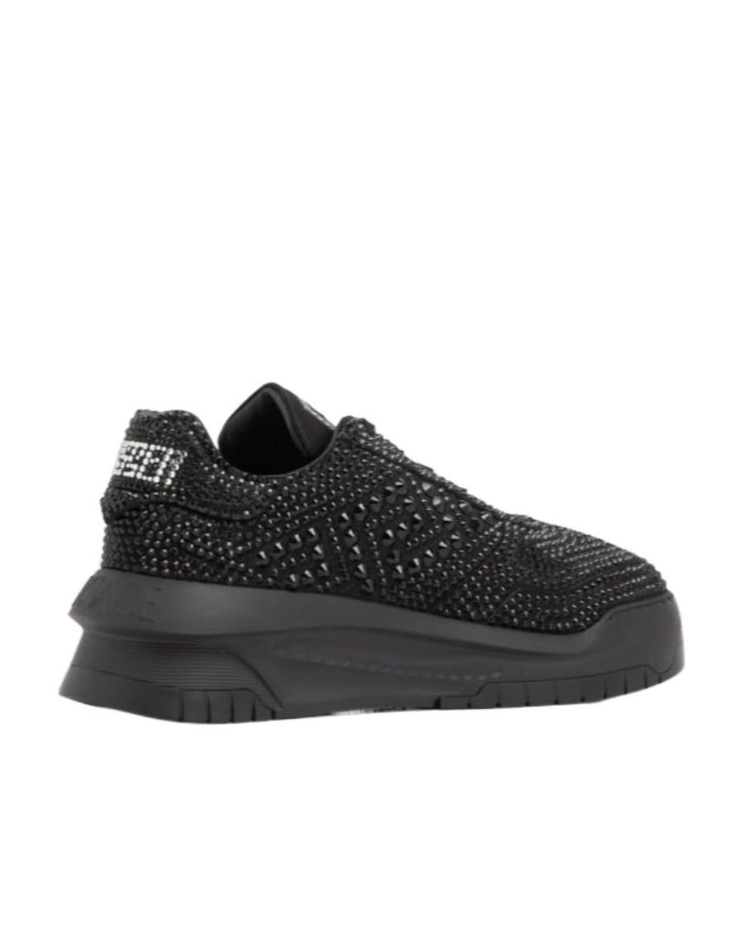 Versace Black Odissea Crystal-Embellished Sneakers for men
