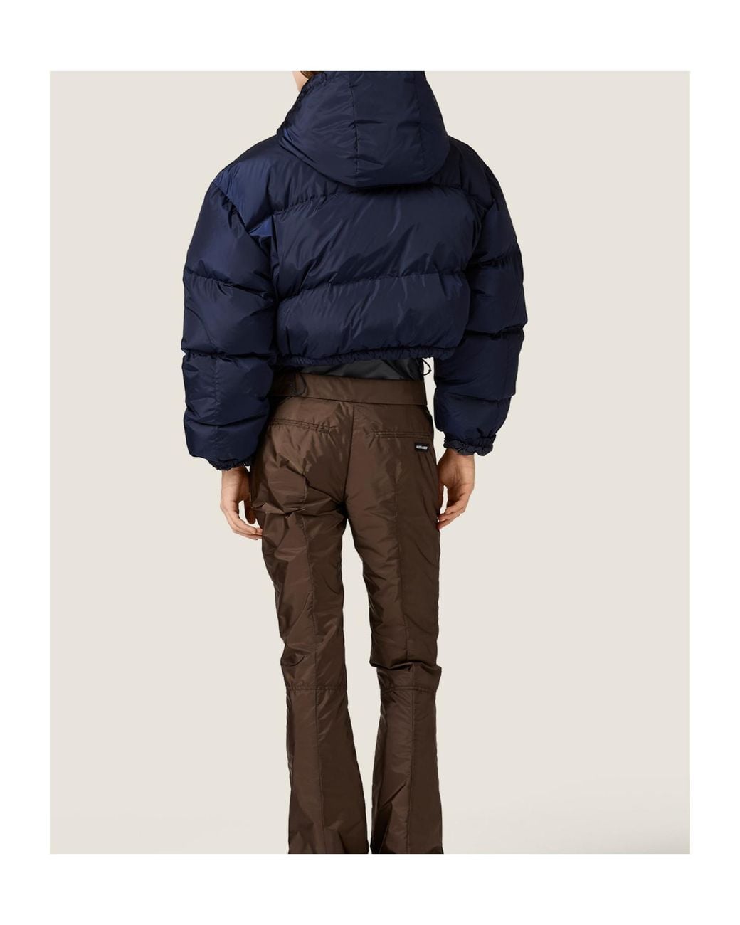 Miu Miu Blue Cropped Technical Fabric Down Jacket