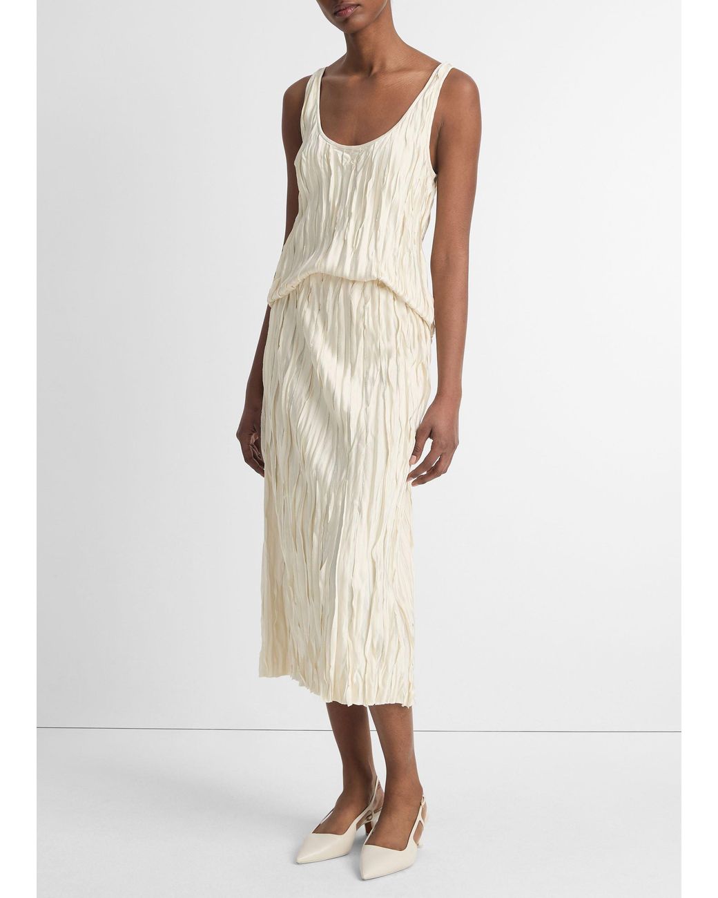 Vince Natural Crushed Satin Bias Skirt
