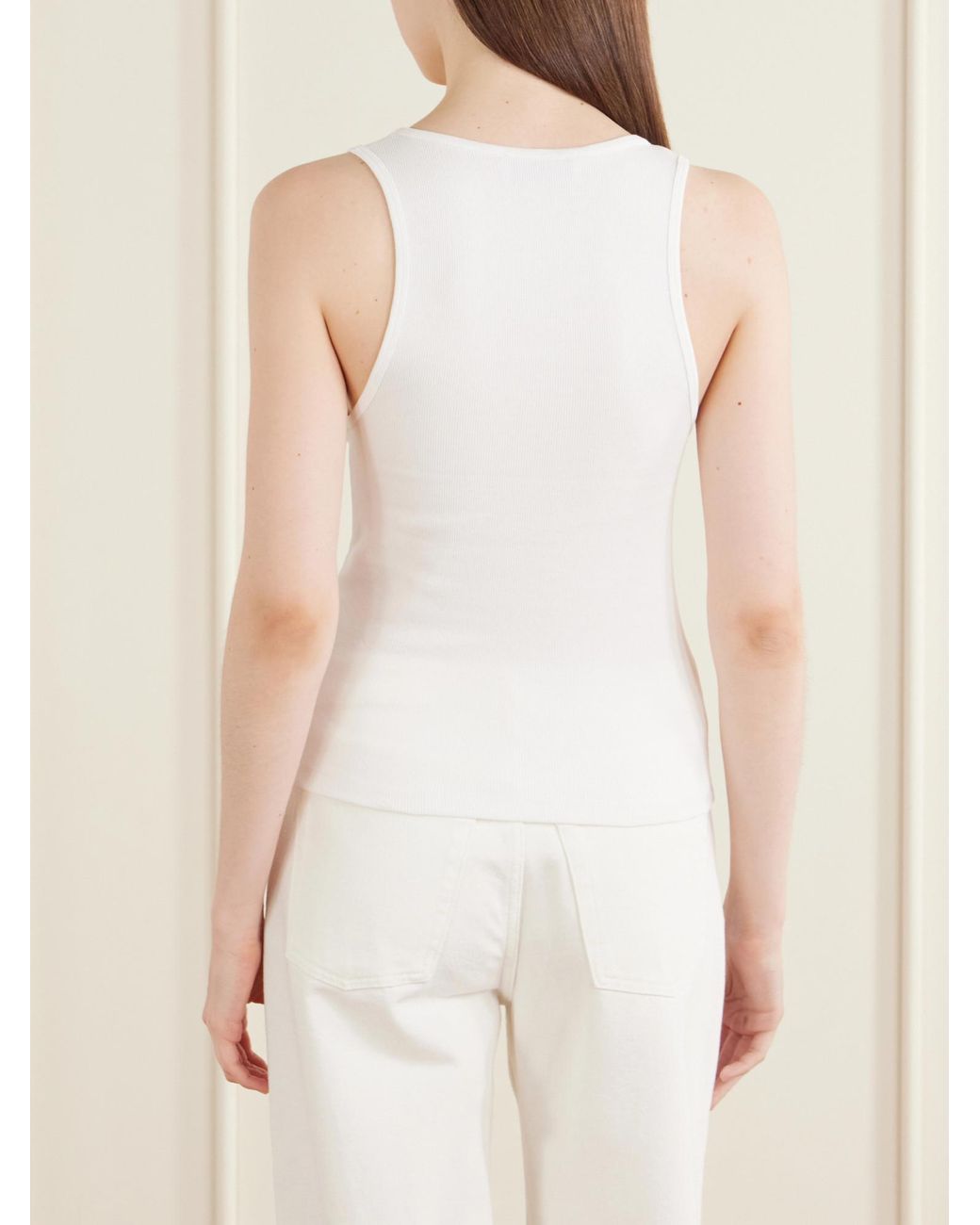 Matteau White Ribbed Organic Cotton-Blend Jersey Tank