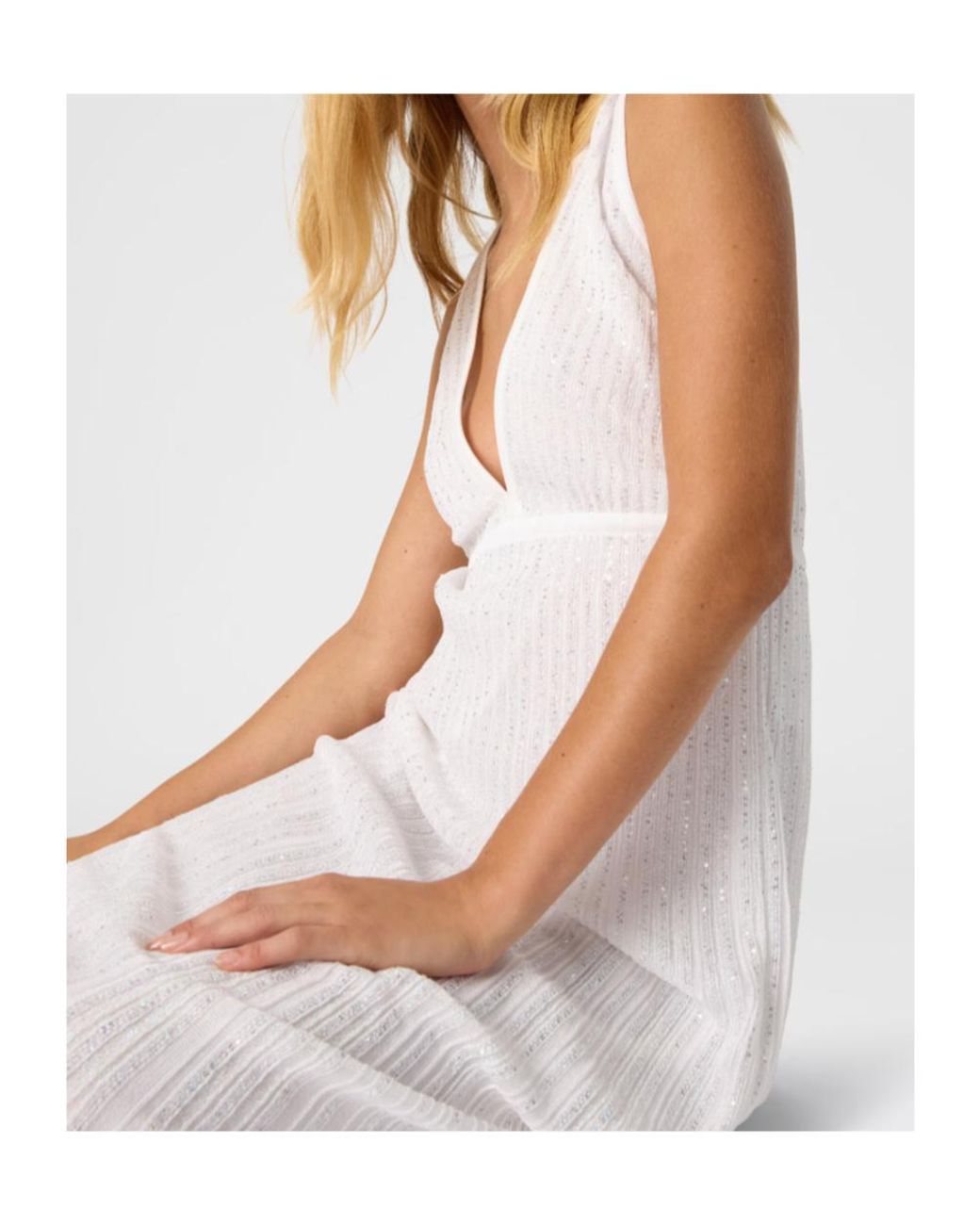 Missoni White V-Neck Midi Dress