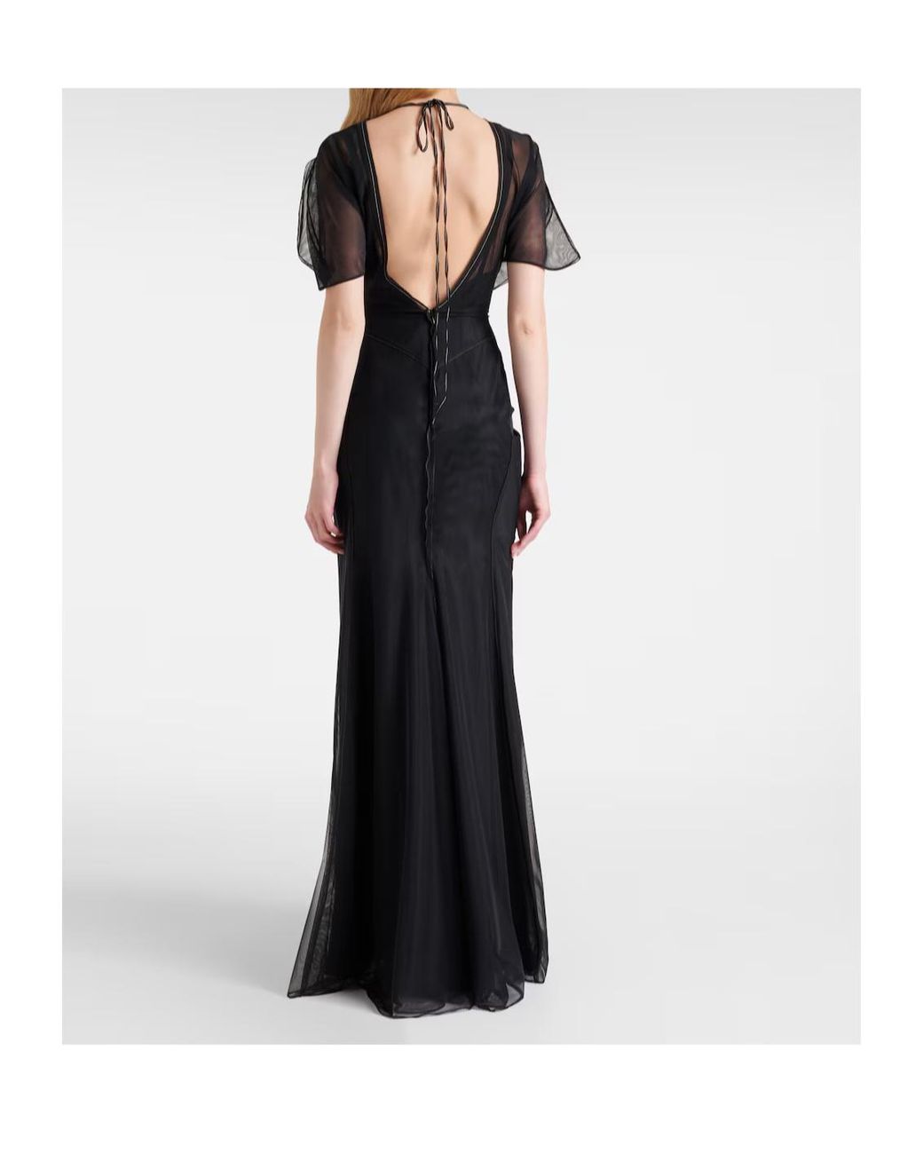Victoria Beckham Black Bella Gathered Open Back Organza Gown