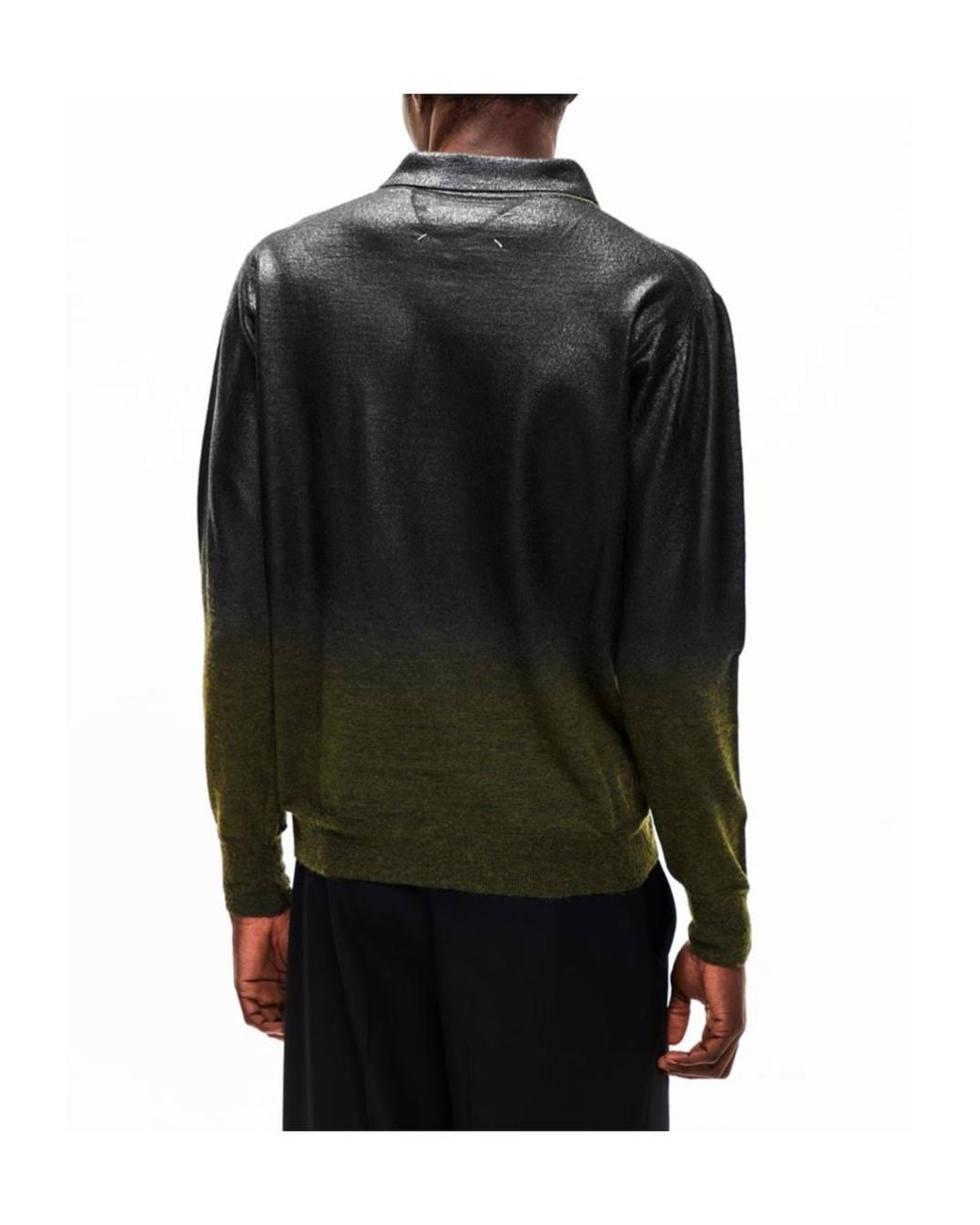 Maison Margiela Green Mmm Foil Knit Polo Sn61 for men