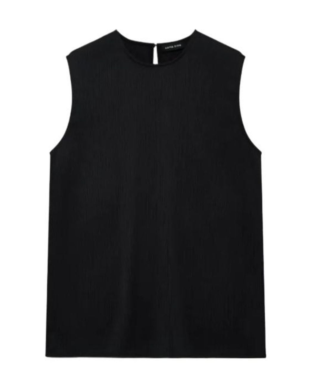 Anine Bing Black Malia Crinkled Sleeveless Top