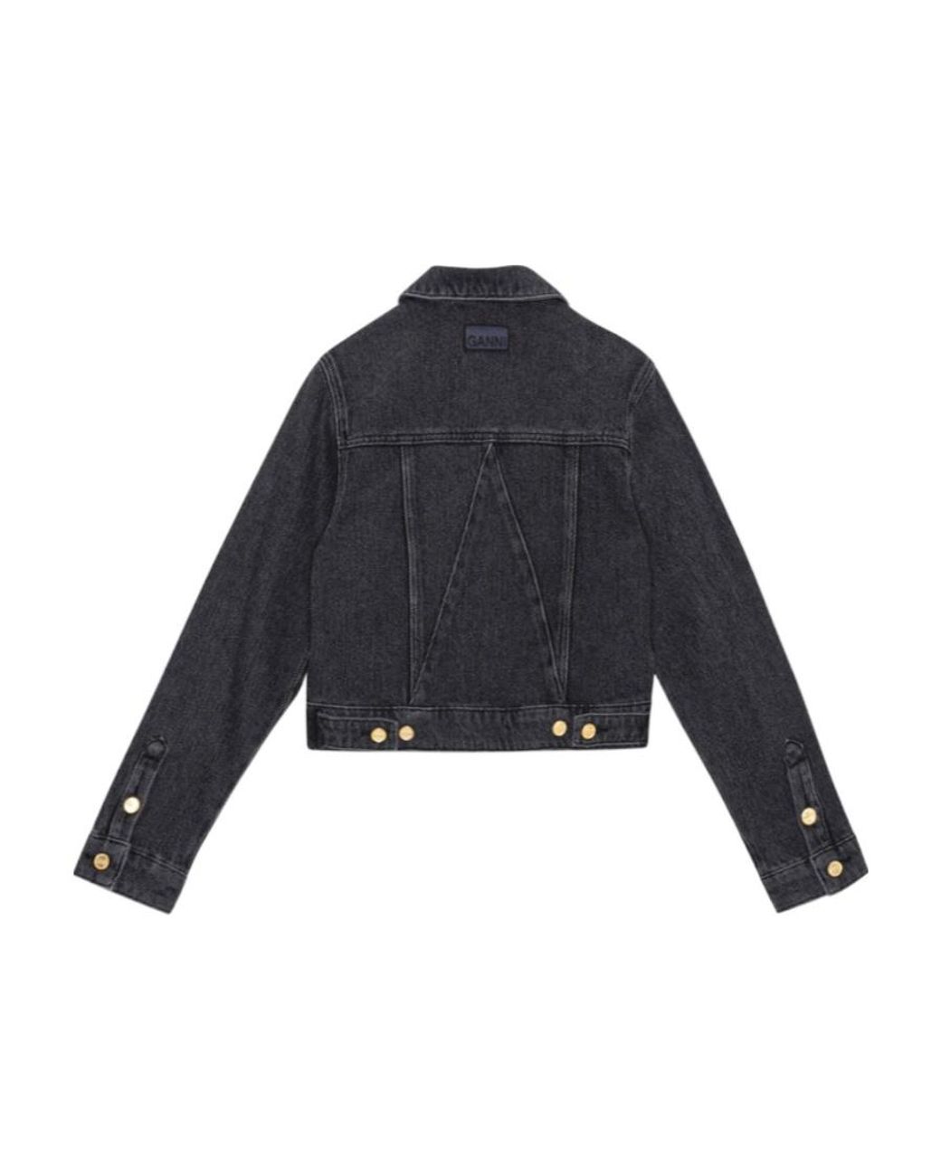 Ganni Blue Washed Cropped Denim Jacket