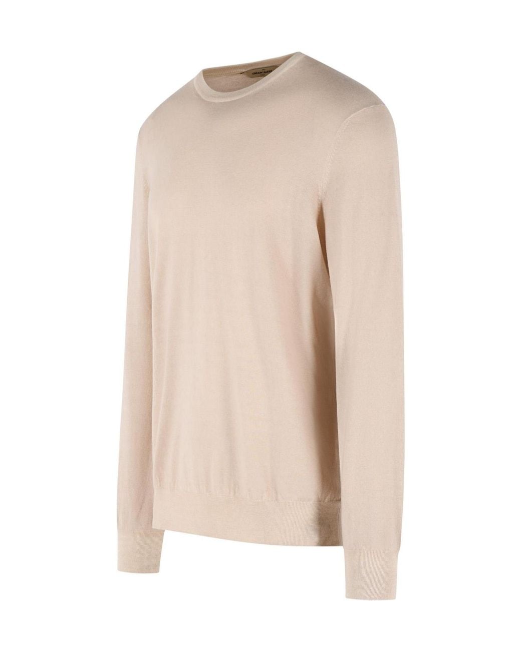 Gran Sasso Natural Crewneck Ribbed Jumper for men
