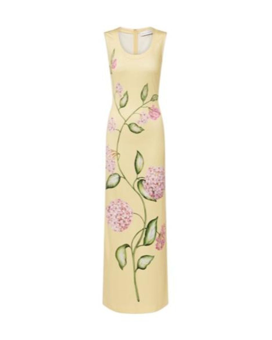 Oscar de la Renta Metallic Porcelain Flower Jersey Maxi Dress