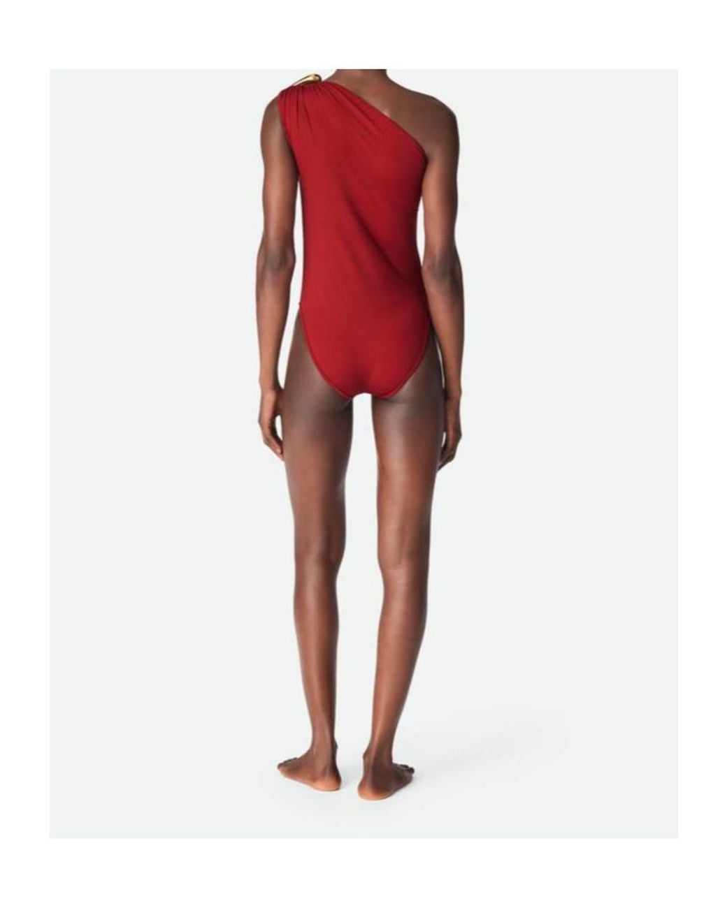 Bottega Veneta Red Drop Detailed One-Shoulder Swimsuit