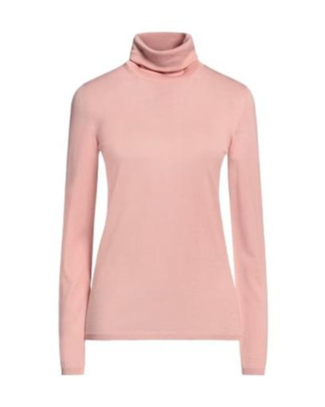Max Mara Pink Solid Wool Turtleneck Knit Top