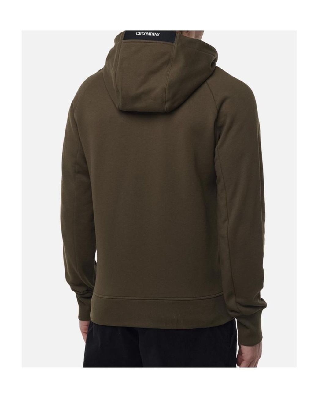 C P Company Green Zippered Hoodie for men