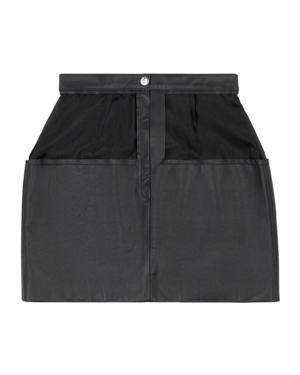 MM6 by Maison Margiela Black Leather Panelled Mini Straight Skirt