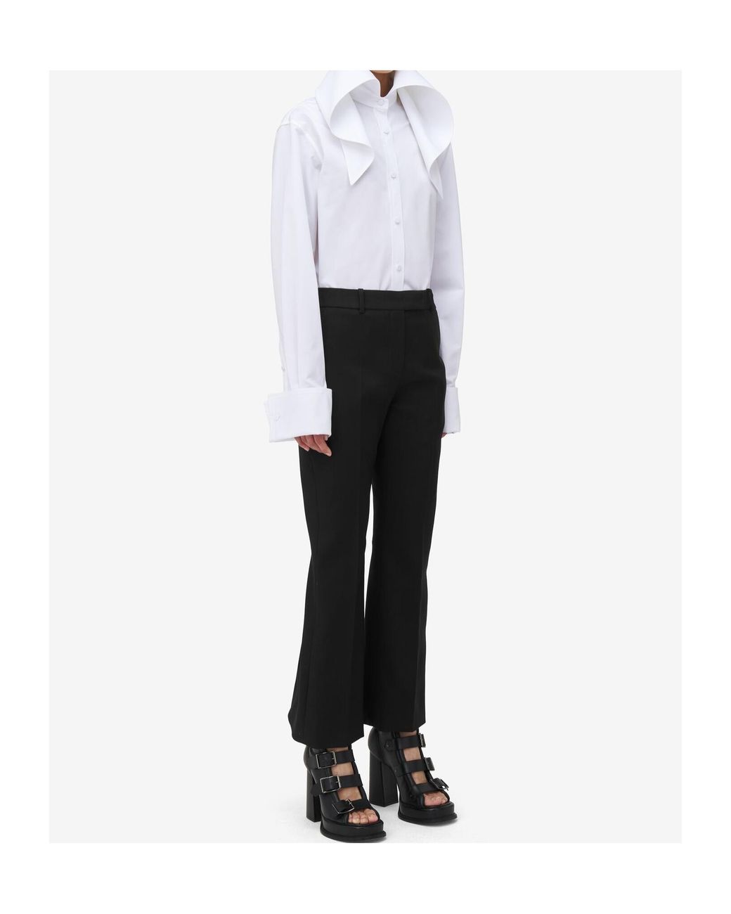McQueen Black Kickback Straight-Leg Trousers