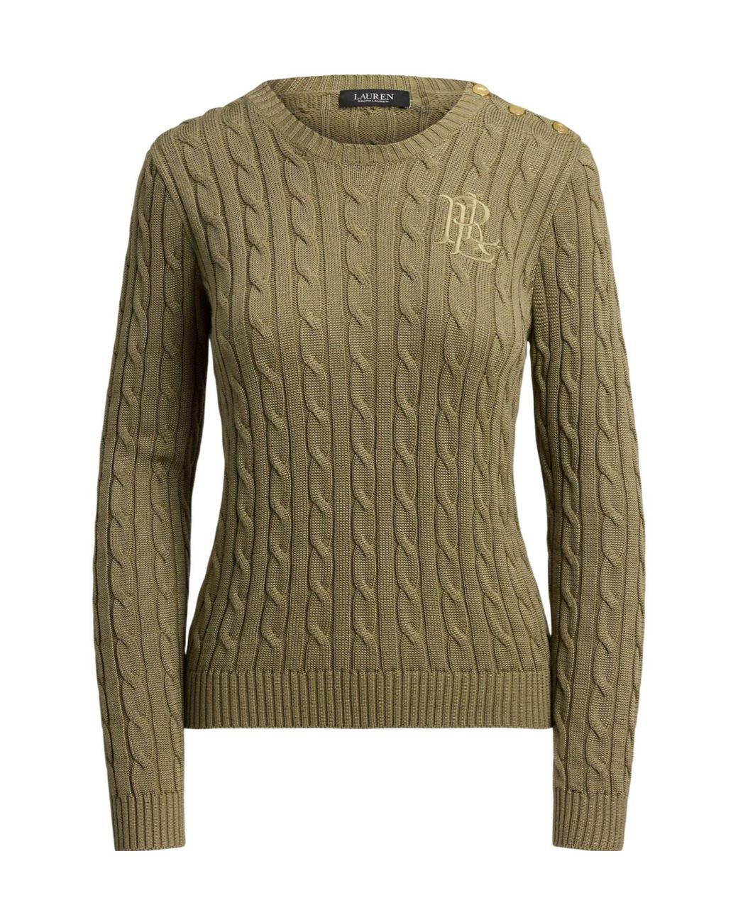Ralph Lauren Green Classic Cable Knit Sweater