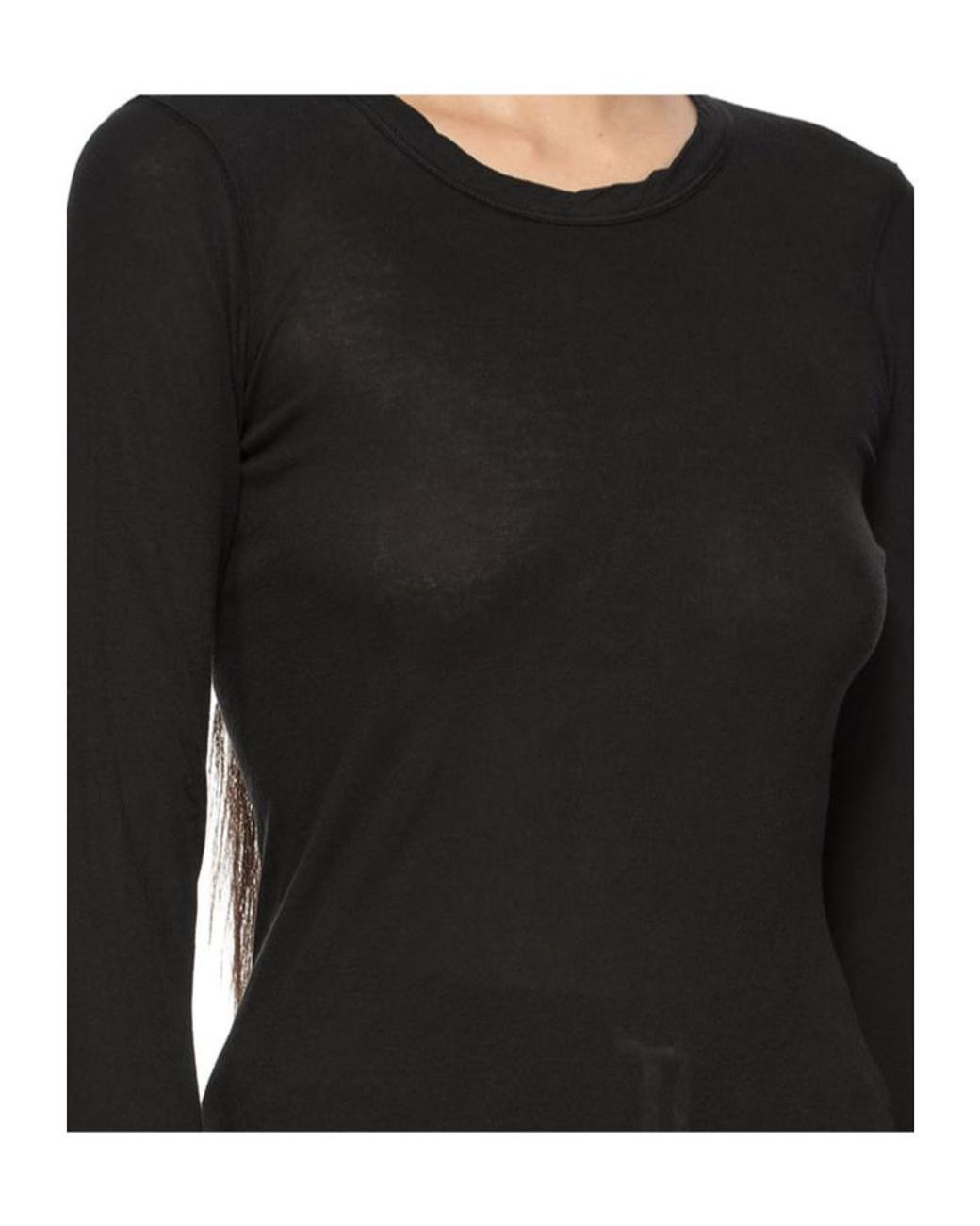 Rick Owens Black Ruched Long-Sleeve Top