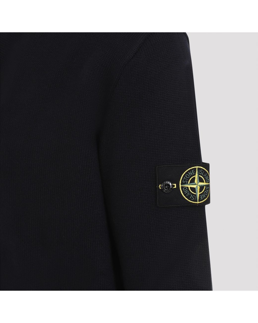 Stone Island Blue Logo Patch V-Neck Cardigan for men