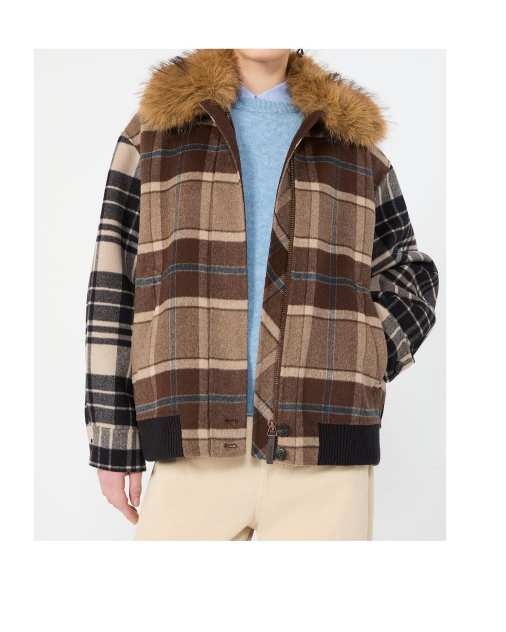 Weekend by Maxmara Brown Checked Bomber Jacket