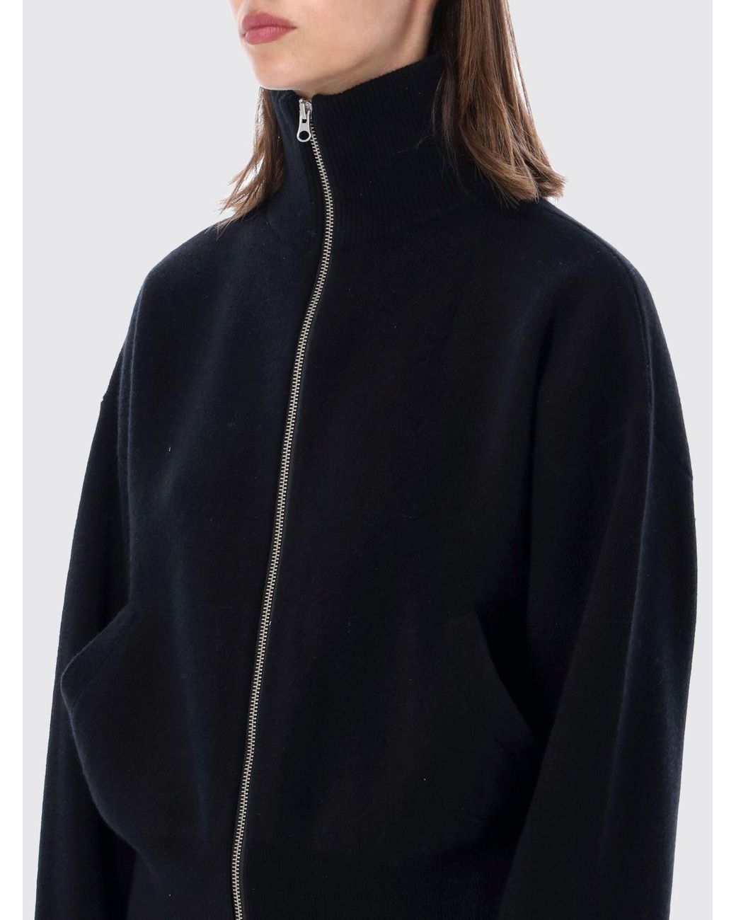 Extreme Cashmere Black N385 Xtra Cute High-Neck Zip Cardigan
