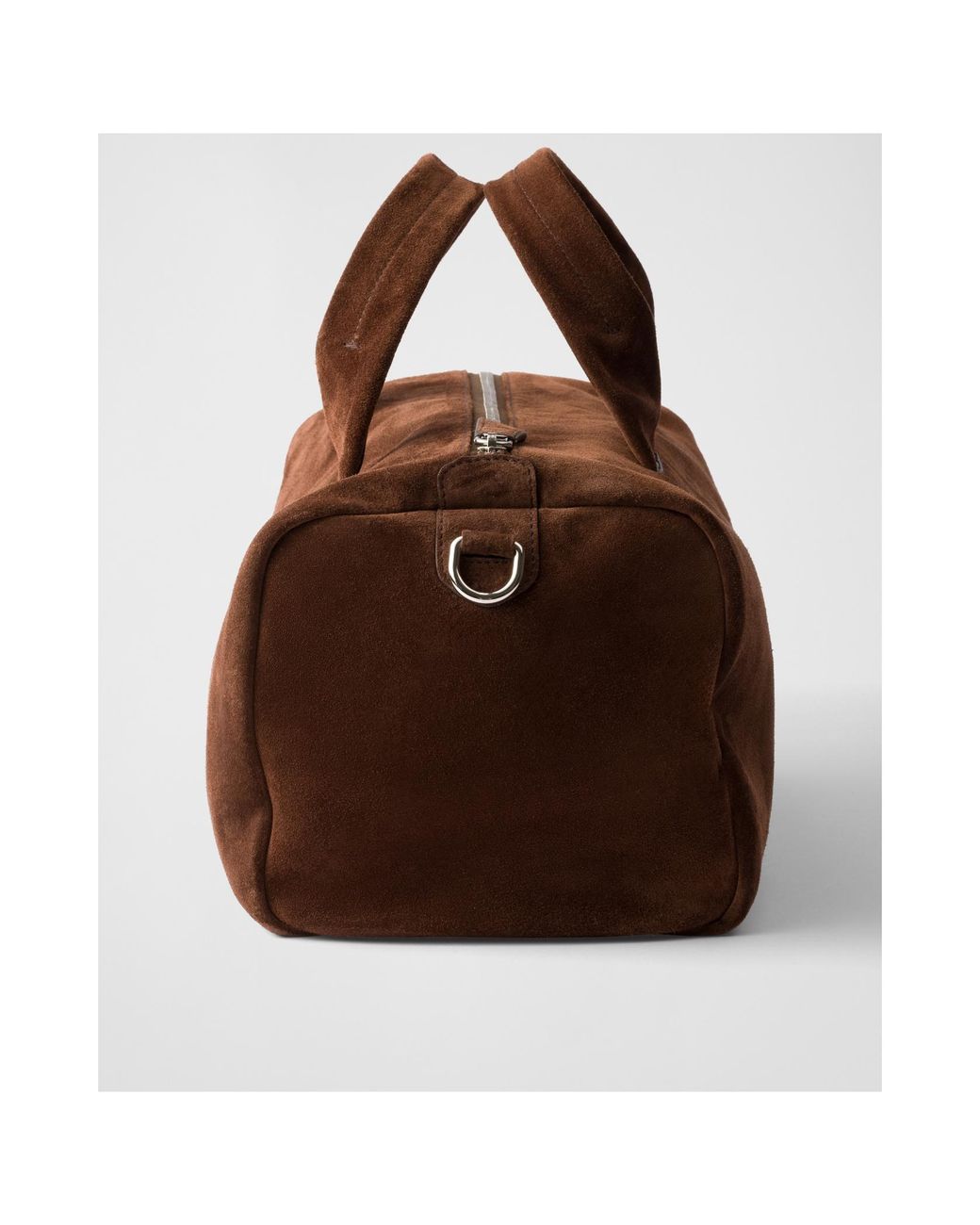 Prada Brown Small Suede Duffle Bag for men
