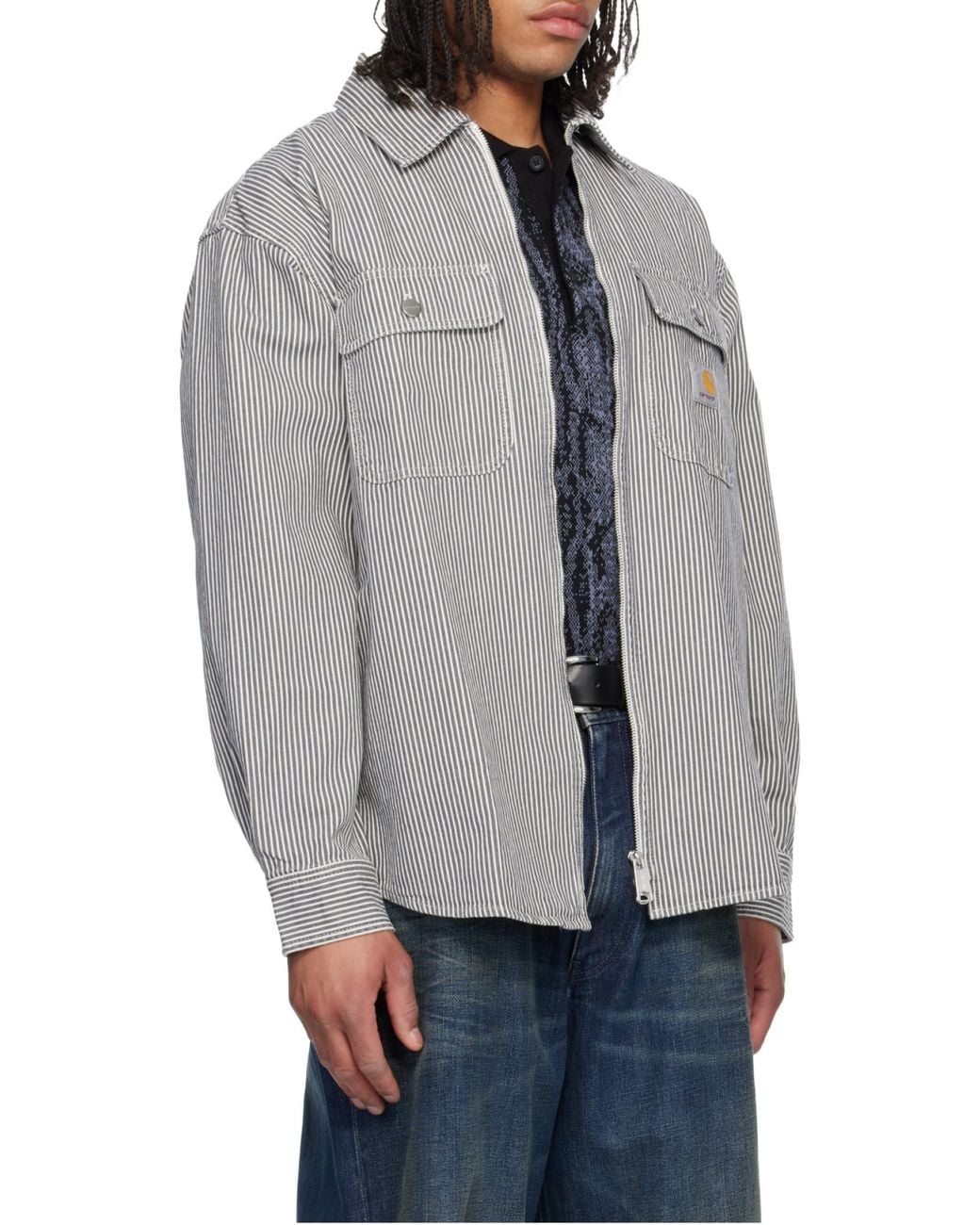 Carhartt Gray Striped Zip-Front Jacket for men