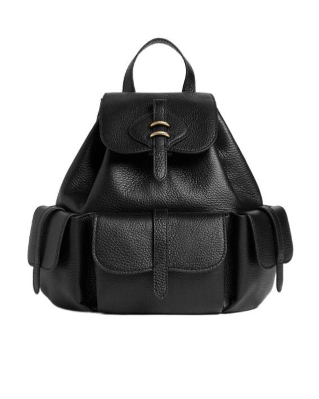 Coccinelle Black Medium Mavery Grained Leather Pocket-Detail Backpack
