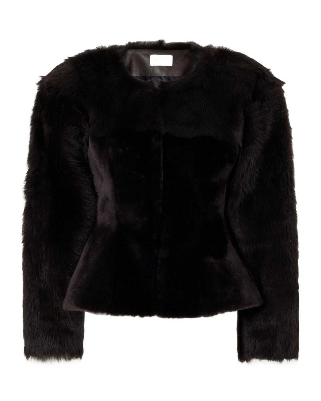 Magda Butrym Black Fitted Faux Fur Jacket