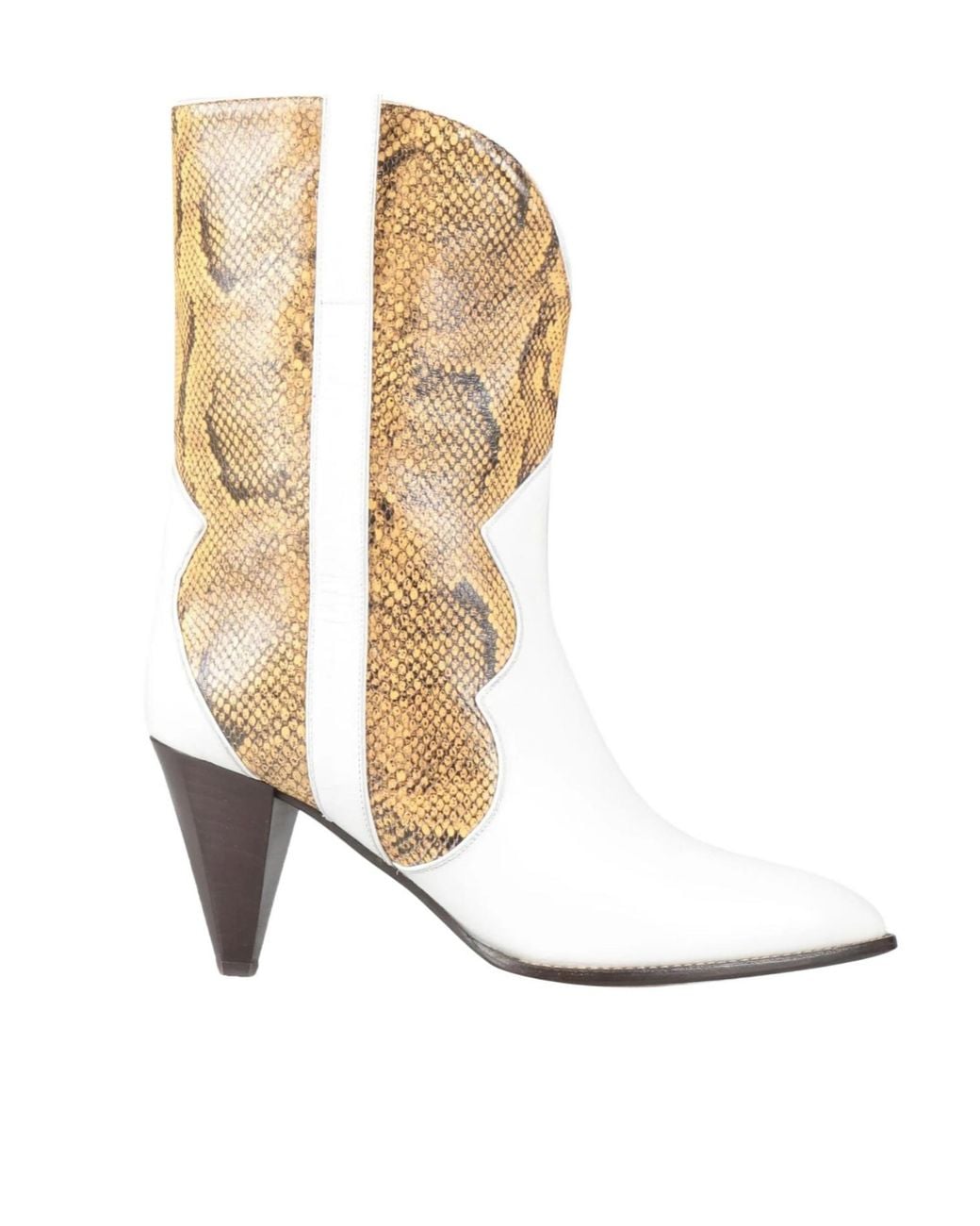 Isabel Marant White Snake-Print Ankle Boots
