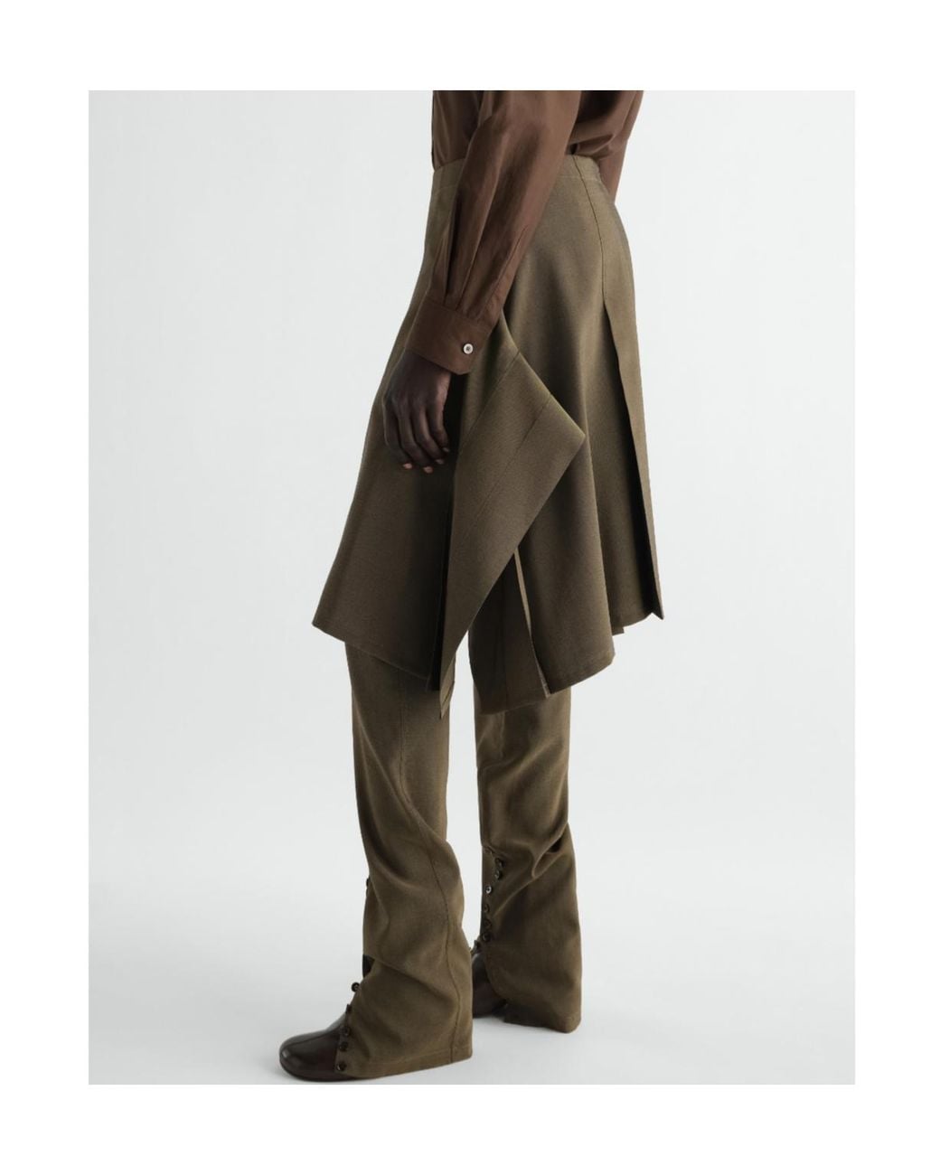 Lemaire Brown Pleated Skirt