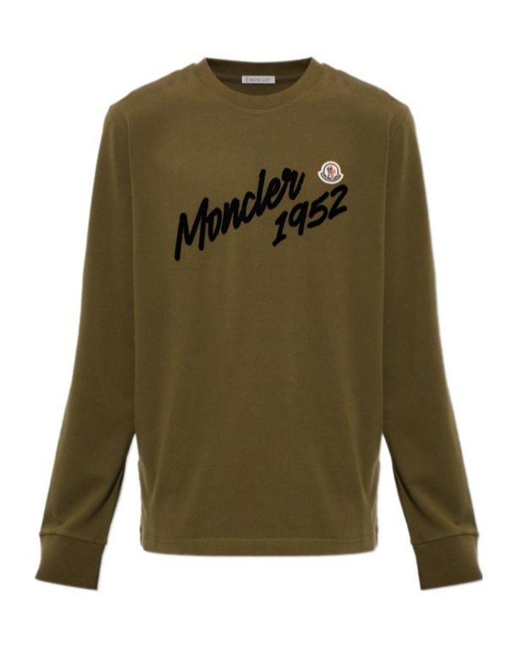 Moncler Green Logo Patch Long Sleeved T-Shirt for men
